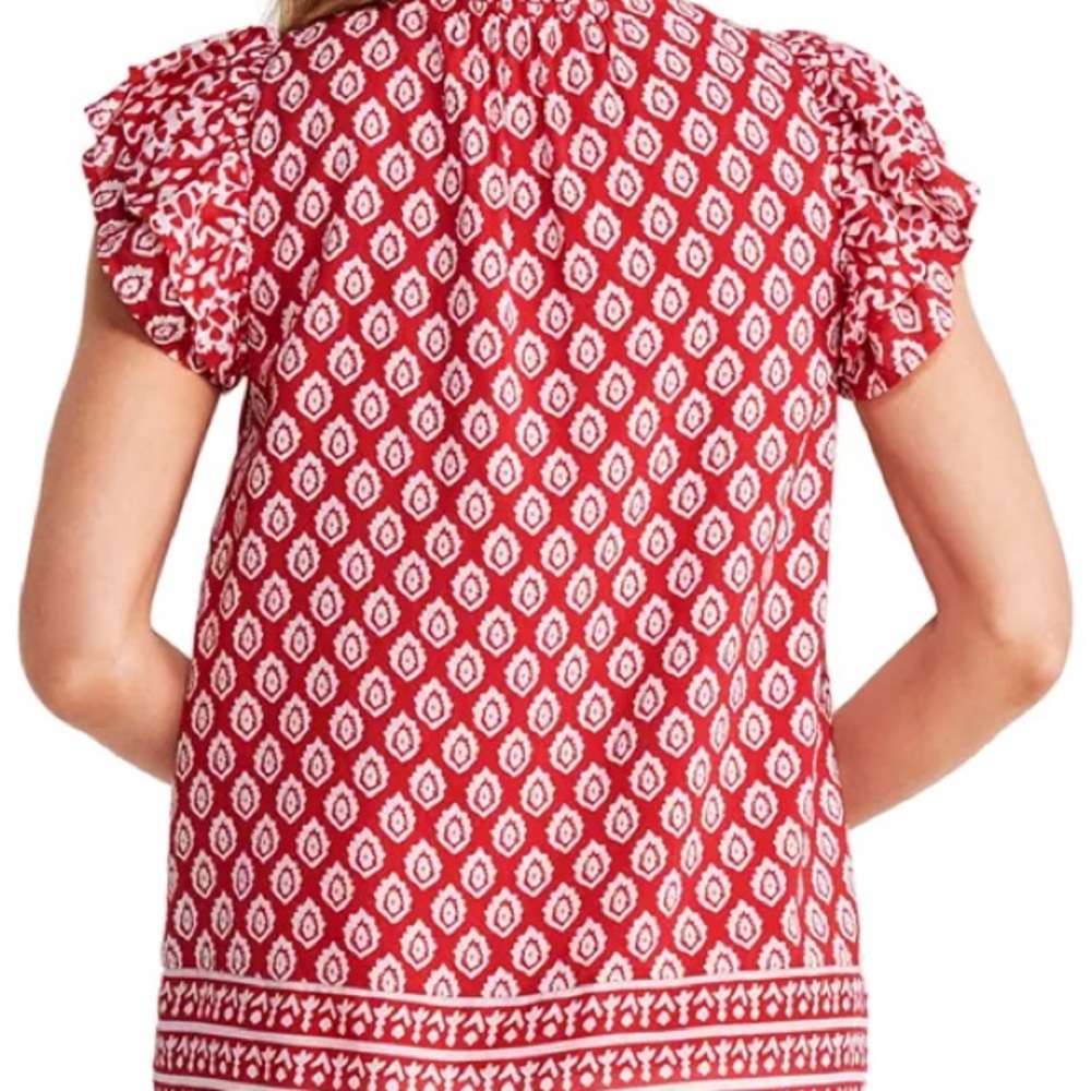 Vineyard Vines Tile Ruffle Top Size Small - Picture 3 of 5